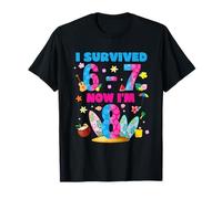 Sobreviví 6-7 Now I'm 8 Hibiscus Hawaii 8th Birthday Party Camiseta
