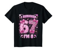 Sobreviví 6 7 Tengo 8 Niña Vibrante del Octavo cumpleaños Camiseta
