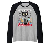 Sobreviví 67 Días Funny Cat School Six Seven Meme Camiseta Manga Raglan