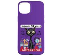 Sobreviví 67 Días Funny Cat School Six Seven Meme Carcasa para iPhone 15 Plus