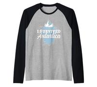 Sobreviví A La Antártida Continente Expedición Antártida Camiseta Manga Raglan