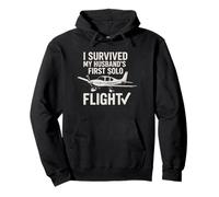 Sobreviví a la primera aviación de vuelo en solitario de mi esposo Sudadera con Capucha