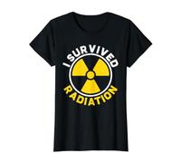 Sobreviví a la Radiación Signo Radiactivo Mes de Concientización sobre el Cáncer Camiseta gráfica económica, Mujer, Negro, XS