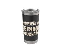 Sobreviví a mi hija adolescente I Padre Humor Vaso térmico de acero inoxidable de doble pared