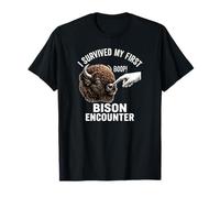Sobreviví a mi Primer Encuentro con Bisonte Divertido Camiseta