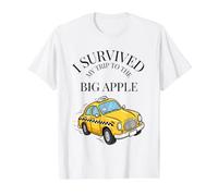 Sobreviví a mi Viaje a la Gran Manzana en un Taxi de la Gran Ciudad de Apple Camiseta gráfica económica, Hombre, Blanco, M