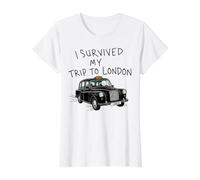 Sobreviví a mi Viaje a Londres British Hackney Carriage Camiseta gráfica económica, Mujer, Blanco, XL