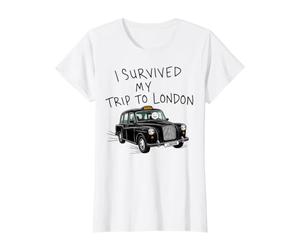 Sobreviví a mi Viaje a Londres British Hackney Carriage Camiseta gráfica económica, Mujer, Blanco, XL