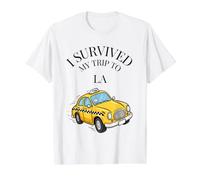 Sobreviví a mi Viaje a Los Ángeles en un Taxi de LA City Camiseta gráfica económica, Hombre, Blanco, M
