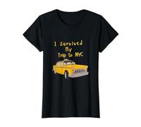 Sobreviví a mi Viaje a Nueva York Divertido Taxi de la Ciudad de Nueva York para Hombres Camiseta gráfica económica, Mujer, Negro, S