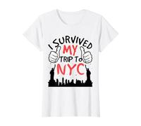 Sobreviví a mi Viaje a Nueva York Manhattan Travel Souvenir Camiseta gráfica económica, Mujer, Blanco, XL