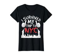 Sobreviví a mi Viaje a Nueva York Manhattan Travel Souvenir Camiseta gráfica económica, Mujer, Negro, L