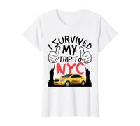Sobreviví a mi Viaje a Nueva York Souvenir de Viajero Camiseta gráfica económica, Mujer, Blanco, L
