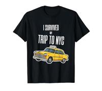 Sobreviví a mi Viaje a Nueva York - Taxi Divertido Unisex Camiseta gráfica económica, Hombre, Negro, S