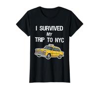 Sobreviví a mi Viaje a Nueva York - Taxi Divertido Unisex Camiseta gráfica económica, Mujer, Negro, L