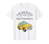 Sobreviví a mi Viaje a San Francisco en un Taxi de la Ciudad de Francisco Camiseta gráfica económica, Hombre, Blanco, L