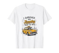 Sobreviví a mi Viaje de Jimothy a Nueva York Taxi Divertido Camiseta gráfica económica, Hombre, Blanco, M