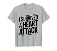 Sobreviví a un Latido del corazón de un Guerrero de Ataque Camiseta, Hombre, Gris Jaspeado, 4XL