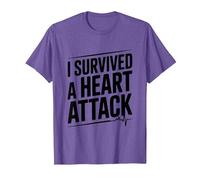 Sobreviví a un Latido del corazón de un Guerrero de Ataque Camiseta, Hombre, Morado Jaspeado, S