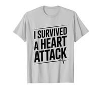 Sobreviví a un Latido del corazón de un Guerrero de Ataque Camiseta, Hombre, Plata, XL