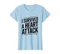 Sobreviví a un Latido del corazón de un Guerrero de Ataque Camiseta, Mujer, Azul Bebé, XXL