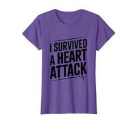 Sobreviví a un Latido del corazón de un Guerrero de Ataque Camiseta, Mujer, Morado Jaspeado, L