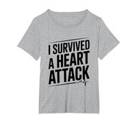 Sobreviví a un Latido del corazón de un Guerrero de Ataque Camiseta, Mujer Tallas Grandes, Gris Jaspeado, 6XL Grande