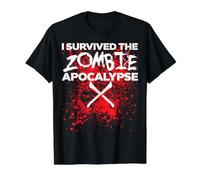 Sobreviví al Apocalipsis Zombie Camiseta gráfica económica, Hombre, Negro, XL