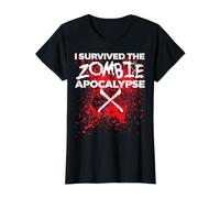 Sobreviví al Apocalipsis Zombie Camiseta gráfica económica, Mujer, Negro, XS