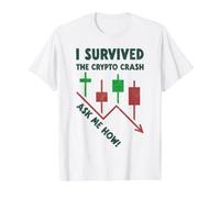 Sobreviví al Crypto Crash Pregúntame cómo Crypto & Stock Trader Camiseta gráfica económica, Hombre, Blanco, L