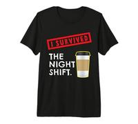 Sobreviví al Turno de Noche Enfermera Vida Amante del café Policía Camiseta Premium
