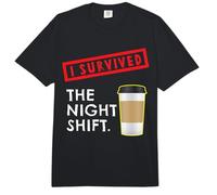 Sobreviví al Turno de Noche Enfermera Vida Amante del café Policía Comfort Colors Adult Heavyweight T-Shirt