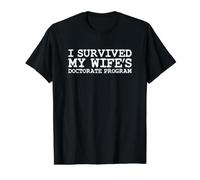 Sobreviví Programa de Doctorado de Mi Esposa Doctorado Esposo Divertido Camiseta gráfica económica, Hombre, Negro, XL