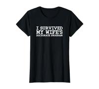 Sobreviví Programa de Doctorado de Mi Esposa Doctorado Esposo Divertido Camiseta gráfica económica, Mujer, Negro, M