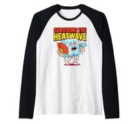 Sobreviviendo a la Ola de Calor Caliente Verano Calor Humor Divertido Camiseta Manga Raglan