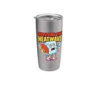 Sobreviviendo a la ola de calor caliente verano calor humor divertido Vaso térmico de acero inoxidable de doble pared