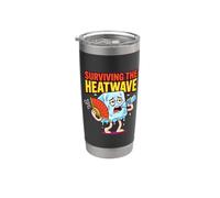 Sobreviviendo a la ola de calor caliente verano calor humor divertido Vaso térmico de acero inoxidable de doble pared