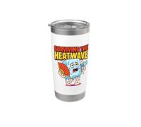 Sobreviviendo a la ola de calor caliente verano calor humor divertido Vaso térmico de acero inoxidable de doble pared