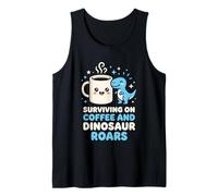 Sobreviviendo en café y Dinosaurio ruge Entusiasta de los Dinosaurios Camiseta sin Mangas