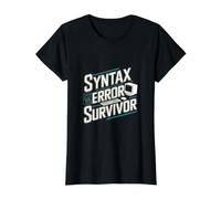Sobreviviente de Error de sintaxis - Programador Divertido del codificador de Software Camiseta gráfica económica, Mujer, Negro, M