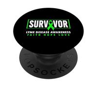 Sobreviviente de la Enfermedad de Lyme - Cinta Verde Concientización sobre la Enfermedad de Lyme PopSockets PopGrip Adhesivo