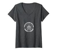 Sobreviviente de la Temporada de Escorpio: Insignia del Emblema del Zodiaco Camiseta Cuello V, Mujer, Jaspeado Oscuro, M