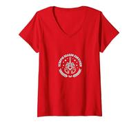 Sobreviviente de la Temporada de Escorpio: Insignia del Emblema del Zodiaco Camiseta Cuello V, Mujer, Rojo, M