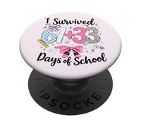 Sobrevivió 67 33 días de Escuela Maestro 100 día Escuela Floral PopSockets PopGrip Adhesivo