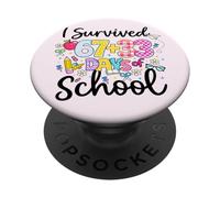 Sobrevivió 67 33 días de Escuela Maestro 100 día Escuela Floral PopSockets PopGrip Adhesivo