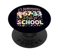 Sobrevivió 67 33 días de Escuela Maestro 100 día Escuela Floral PopSockets PopGrip Adhesivo
