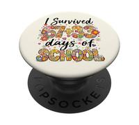 Sobrevivió 67 33 días de Escuela Maestro 100 día Escuela Floral PopSockets PopGrip Adhesivo