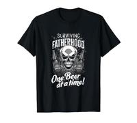 Sobrevivir a la paternidad una Cerveza a la Vez Camiseta gráfica económica, Hombre, Negro, L