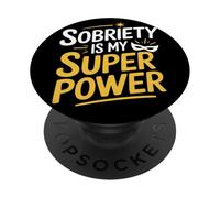 Sobriety Is My Superpower Alcohólico Sobrio PopSockets PopGrip Adhesivo