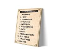Sobriety Recovery Print Twelve Principles Poster Addiction Support Wall Art Bedroom Bathroom Aesthetic Decor(Framed,16x24inch(40x60cm))